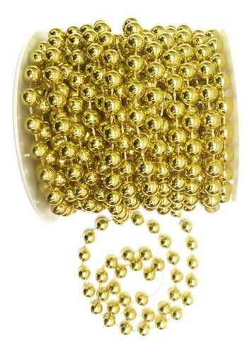 Rollo De Perlas Decorativas Dorado 9 Metros X 8 Mm