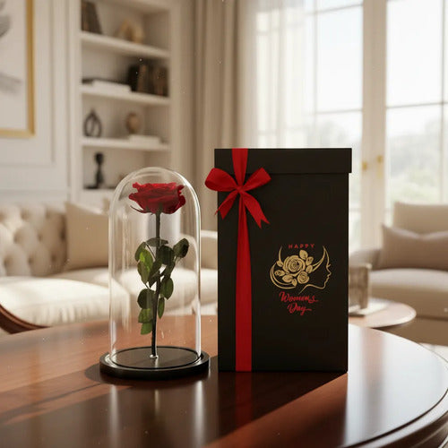 Rosa Preservada Cúpula Vidrio Caja Regalo Dia De La Mujer Segun Disponibilidad Día De La Mujer
