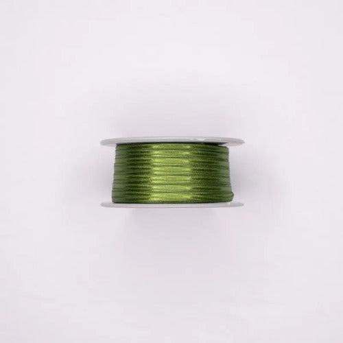 Cinta Verde Oliva Raso Tela Satín Moños 100 Mts X 3mm Verde Oliva