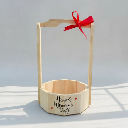 Caja Regalo Canasta Día De La Mujer 32x21 Cm Rojo