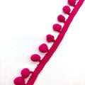 Cinta Bordada Con Pompones Fucsia X 25 Mts Fucsia