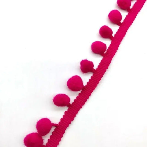 Cinta Bordada Con Pompones Fucsia X 25 Mts Fucsia