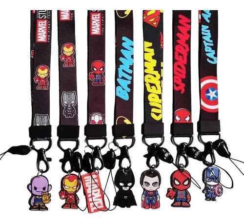 Cinta Porta Carnet Lanyard Super Heroes X 12 Unidades