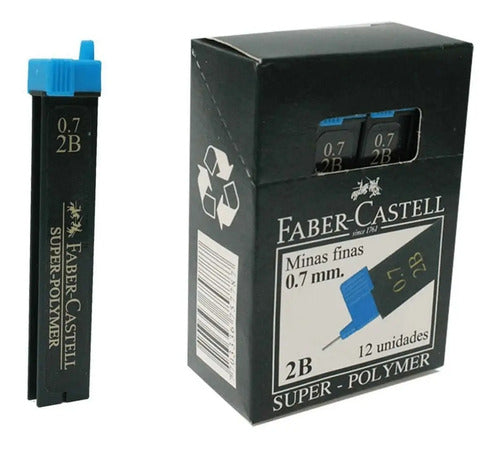 Minas Portaminas 0.7 2b Faber Castell X 72 Pcs - Caja X 6 Negro