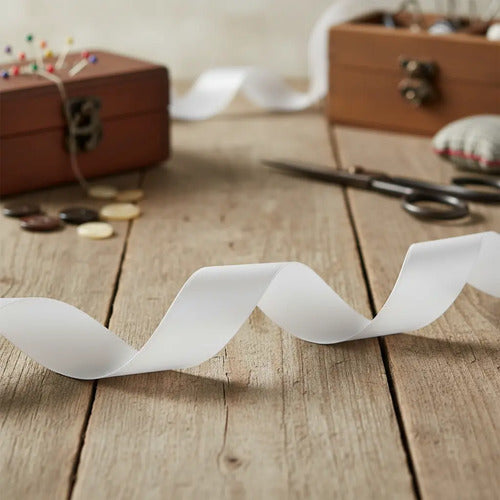 Cinta Blanco Raso Tela Satín Moños 25 Mts X 3.5 Cm  Blanco