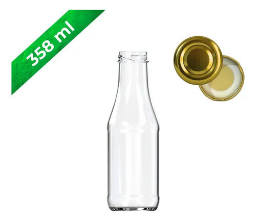 Botellas De Vidrio 358 Ml Con Tapa X 12 Unidades Transparente