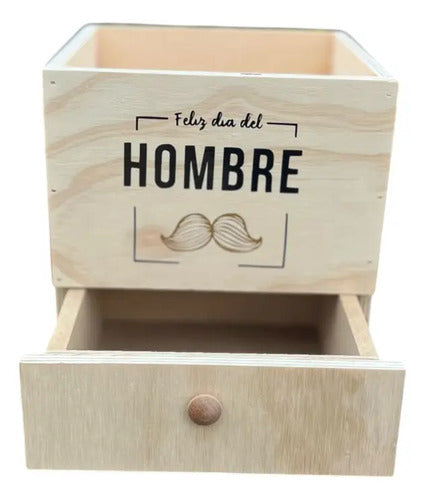 Caja De Madera Para Regalo Ancheta Dia Del Hombre 20x20x18cm Madera