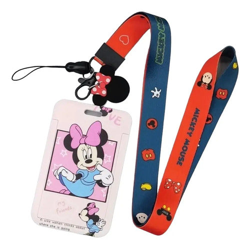 Porta Carnet Porta Documentos Acrílico Minnie Mouse Rosa Y Azul