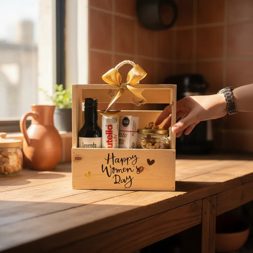 Ancheta Regalo Día De La Mujer Con Vino