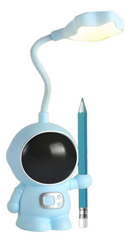 Lampara Led Con Tajalapiz Recargable Astronauta   Azul Claro 110v