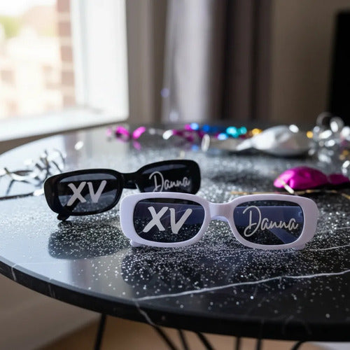 Gafas Personalizadas 15 Años X 10 Unidades Negro Y Blanco Personalizado