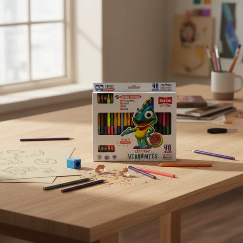 Colores Scribe Doble Punta 24 Lapices/48 Colores Surtido