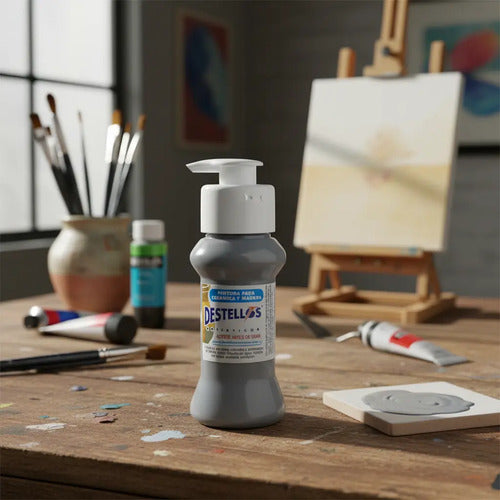 Pintura Cerámica Y Madera Destellos Color Gris