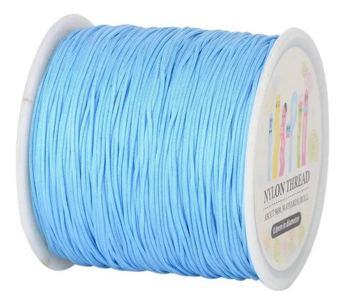 Hilo Chino 0.8mm X 90 Mts Azul Claro Para Bisutería Manillas Azul Claro