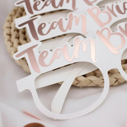 Gafas De Papel Despedida De Soltera/damas De Honor X 6 Pcs Rosa Team Bride