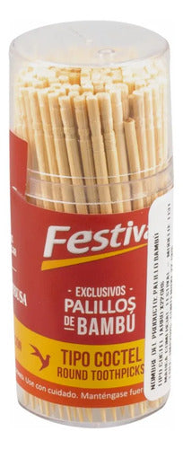 Palillo Tipo Coctel De Bambu X 150 Unidades (aprox) Natural 22gr
