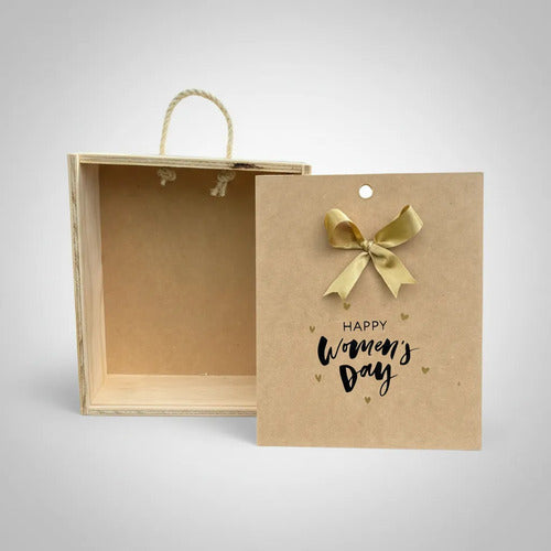 Caja Tapa Corrediza Madera Regalo Dia De La Mujer 28x24x9 Cm Madera Día De La Mujer