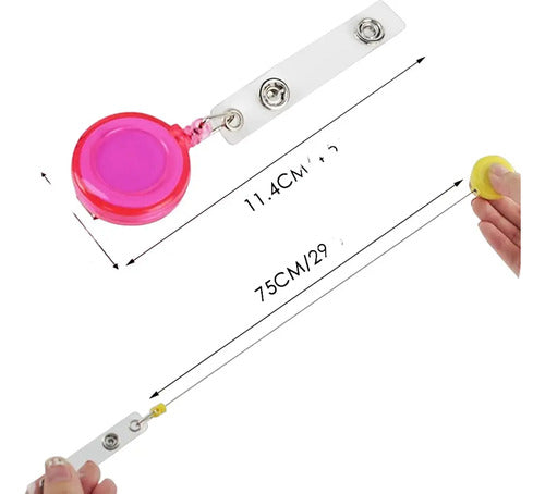 Yoyo Retráctil Porta Carnet Fucsia X 12 Unidades