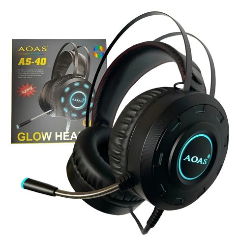 Audífono Diadema Con Microfono Gamer As-90 Marca Aoas Negro