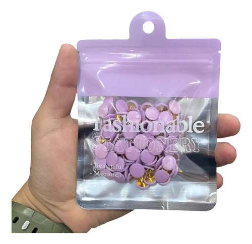 Chinches Metálicos Plastificados Colores Pastel X 110 Pcs