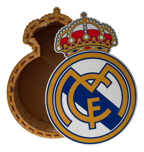 Caja Decorativa Forma Escudo Real Madrid Regalo 22x21x8 Cm  Blanco Real Madrid