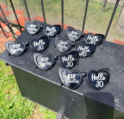 Gafas Personalizadas Cumpleaños Fiesta X 6 Unidades Negro Corazón