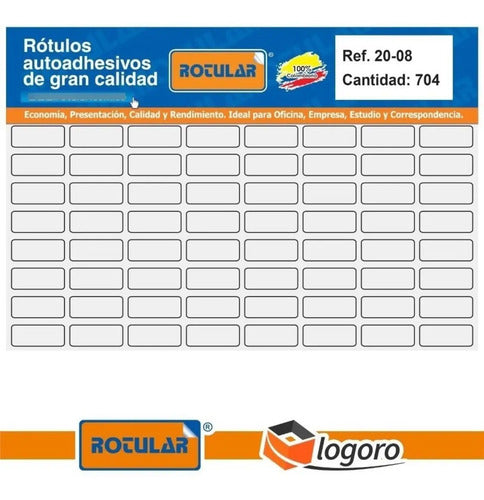 Rotulo Autoadhesivo Blanco 20x8mm X 704 Pcs - Ref. 20-08