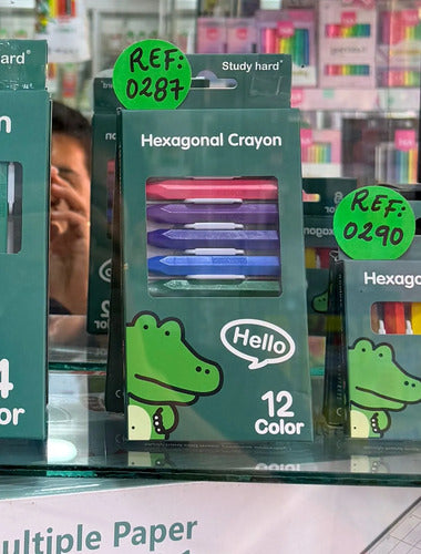 Crayón Tiza Pastel Al Oleo Hexagonal X 12 Colores Surtido