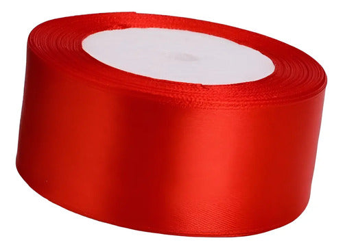 Cinta Color Rojo Raso Tela Satín Moños 5cm X 27 Metros Rojo 5cm