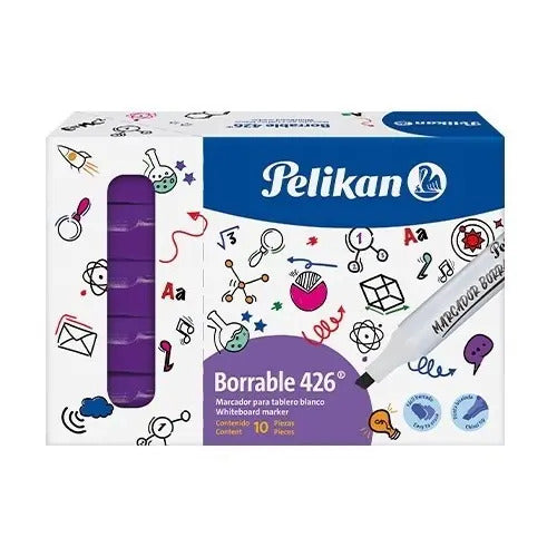Marcador Borrable Pelikan Morado Caja X 10 - Ref. 426