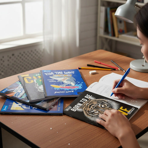 Cuaderno Grande Cosido Rayado 100 Hojas X 18 Unidades