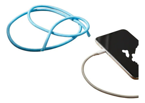 12 Unidades Protector De Cable En Resorte Azul Claro  Azul Claro