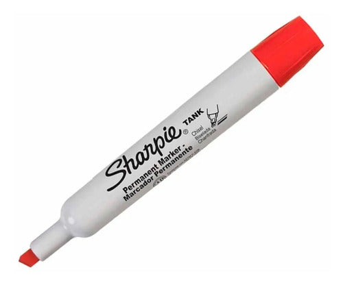 Marcador Permanente Rojo Sharpie Punta Cincel X 3 Unidades