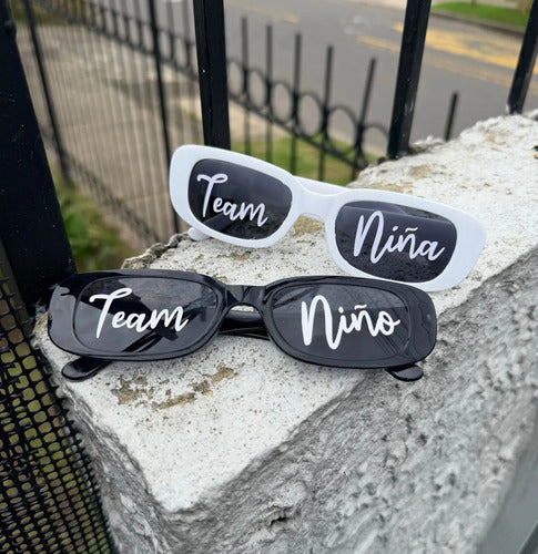 Gafas Personalizadas Revelación De Genero X 2 Unidades Negro Y Blanco Personalizada