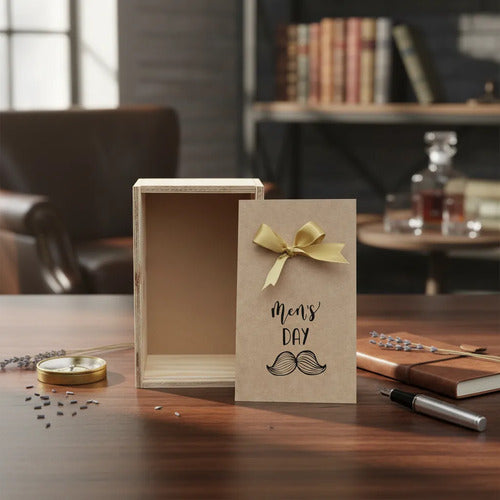Caja Tapa Corrediza Madera Regalo Dia Del Hombre 25x15x9.5cm Madera Día Del Hombre