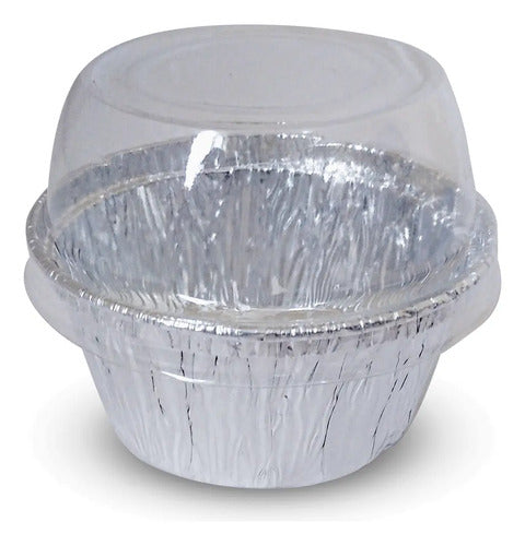 Molde Aluminio Con Tapa  Cupcake Muffin X 12 Unidades Plateado