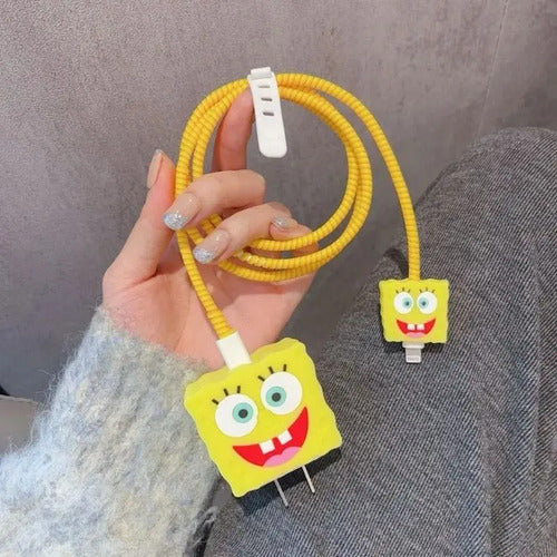 Protector Para Cable iPhone Bob Esponja  Amarillo