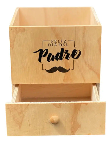 Caja Madera Para Regalo Ancheta Día Del Padre 20x20x18cm Madera