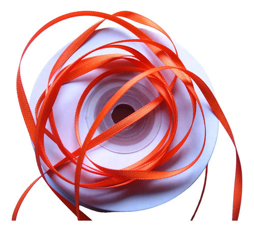 Cinta Naranja Raso Tela Satín Moños 100 Mts X 3mm Naranja 3mm