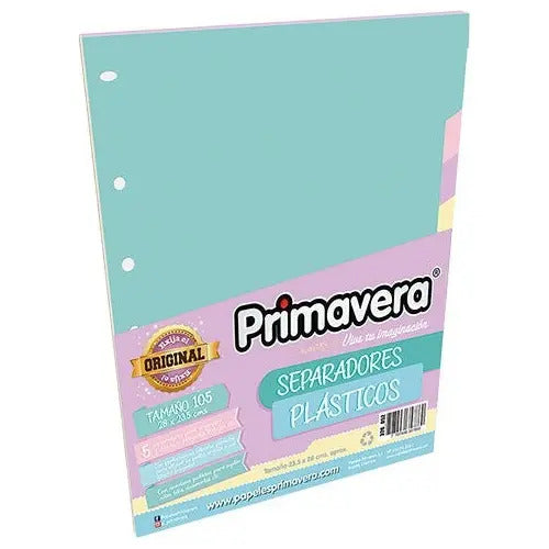 Separador Plastico Colores Pastel Primavera Carta X 5 Und