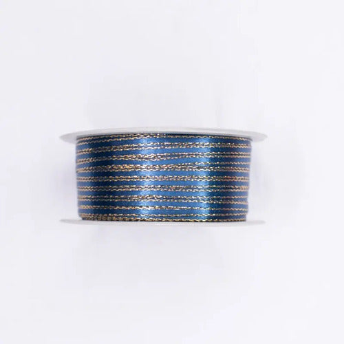 Cinta Lurex Oro Color Azul Oscuro Raso Tela 100 Mts X 3mm Azul Oscuro