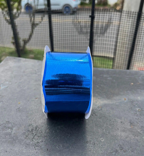 Cinta Papel Decorativa Moños Azul Metalizada 5cm X 23 Metros Azul 5cm