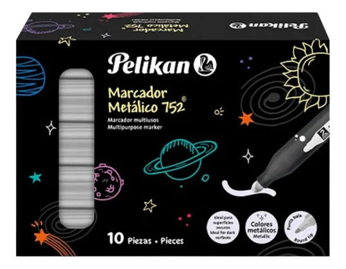 Marcador Metálico Plata Plateado 752 Pelikan X 10 Und