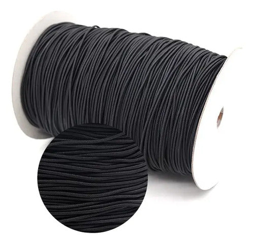 Elástico Resorte Hilo Caucho Redondo Negro 1mm X 100 Metros Negro