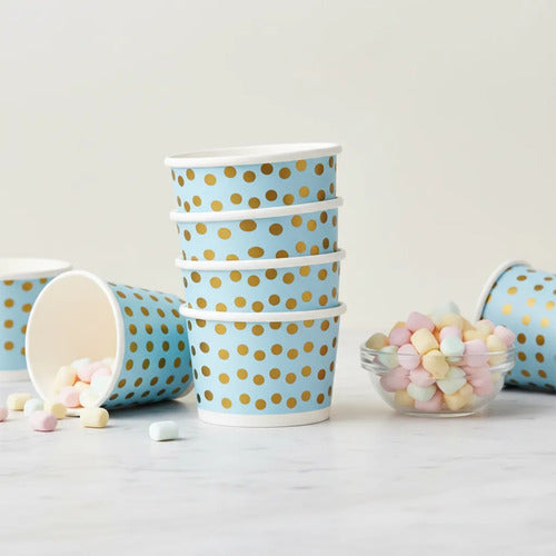 Vaso Desechable Ecológico Cartón Helado 6 Oz X 50 Unidades. Celeste