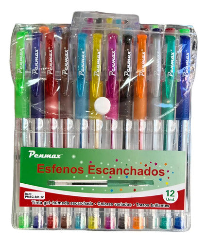 Bolígrafo Escarchado X 12 Colores Estuche X 12 Escarchados