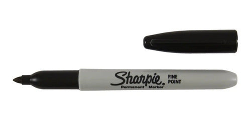 Sharpie Negro Permanente Punta Fina X 4 Unidades
