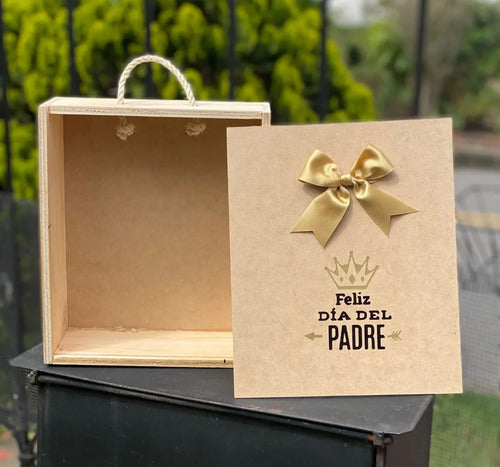 Caja Tapa Corrediza Madera Regalo Día Del Padre 28x24x9 Cm Madera