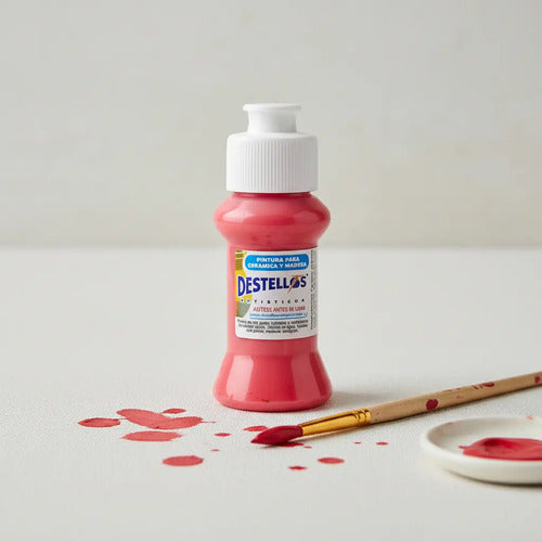 Pintura Cerámica Y Madera Destellos Color Rojo Navidad