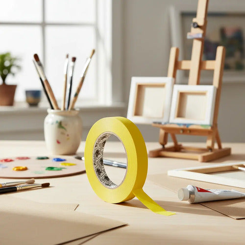 Cinta Enmascarar 12mm - 20 Metros X 4 Colores Amarillo